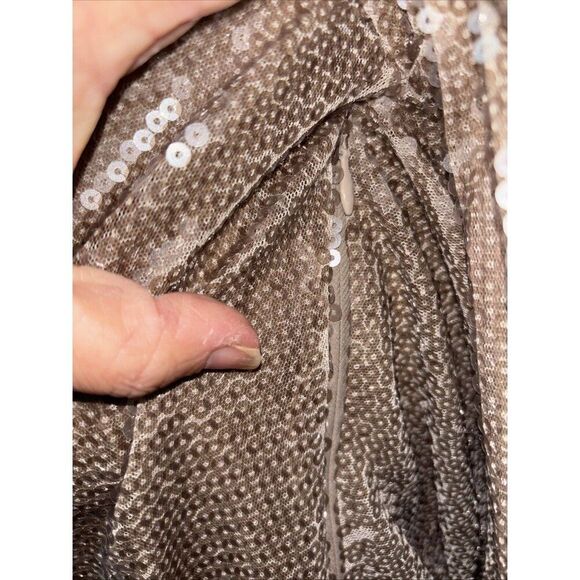 KHY Sequin Maxi Dress Champagne XS Kylie Jenner Long Sleeve Low Back Lined - Picture 4 of 16